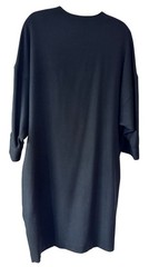 Vintage N.R.1 Made In USA Black Wool Crepe Minimalist Avant Garde Midi Dress 12