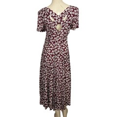 RAMPAGE short sleeve floral print maroon white button down Grunge 1990 dress 7 S