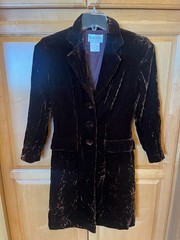 Vintage BlackTie Oleg Cassini Chocolate Brown Crushed Velvet Jacket, Size 8
