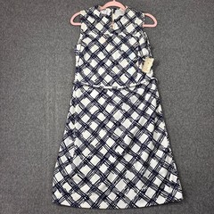 Vintage NWT 60s Woodward & Lothrop Arnel Plaid Shift Dress Navy White Size 10