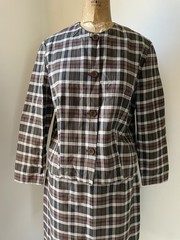 True Vintage Mid Century Plaid Suit 2 Piece Set Skirt & Jacket Fall Vibes XS/S