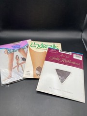 NOS Vintage Pantyhose Assorted Lot of 3 Taupe Nude Underalls Hanes Size C-D