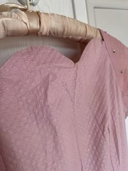 Orig 50s Pinup Dress Pink Cotton Rhinestone Swing Skirt Sun Fun California SM