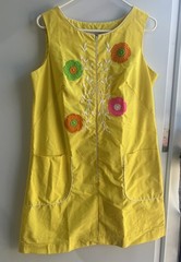 VTG 60s/70s Cotton Dress/Lisa Smock by Lisanne Women’s Size M/L Yellow Floral