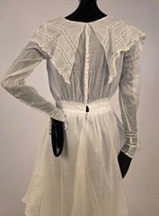 EDWARDIAN TEENS WHITE BATISTE TEA DRESS W VALENCIENNES LACE + FLARED SIDE SKIRT
