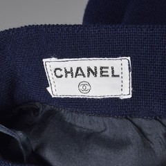 XS 1980s Chanel Navy Blue Knit Pencil Skirt Wear to Work Classic Separates 80s