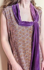 Antique 1920s 1930s Purple Silk Velvet Corduroy Gown Size M/L