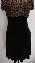 Vtg Gantos Mini Dress Woman’s Stretch Opaque Black Animal Print Fit & Flare XS/S