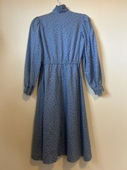 70’s Vintage Candi Jones Blue Floral Ruffle Prairie Midi Dress – Size Small