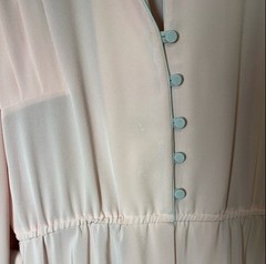 1970s Lilli Ann Adolph Schuman Pink Blue Hostess Maxi Dress ILGWU Union M