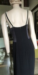 Vtg 80s Studibaker Hawk Black Column Gown Pearl Shoulder Straps 12/14