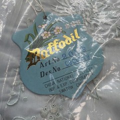 Vintage Daffodil Hand Embroidered High Neck Blue Top Shirt Blouse – Size 36 -NWT
