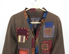 VTG 1990s 2000s SHARON ANTHONY BY CRYSTAL STRIPED PATCHWORK JACKET SIZE MEDIUM