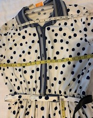 Vintage Lady Carol Of New York Pleated Belted Polka Dot Dress SZ 16 Made In USA
