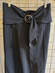 Vintage Prada Black Dress Pants Slacks Sz 44 Trousers W/Decorative Belt Italy