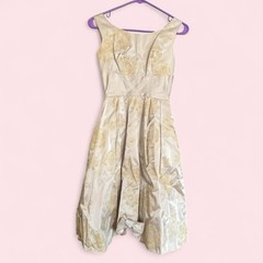 Vintage 50s Champagne Party Dress Brocade Velvet Cupcake Crinoline Floral