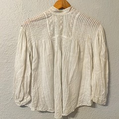 READ For Repair Antique Victorian Edwardian Cotton Voile Blouse Lace Trim Top