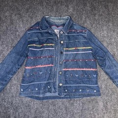 Vintage Koret City Blues Embroidered Denim Jacket Hearts Floral Y2K Large