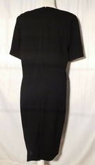 Vtg. Jaeger Black Wool Short Sleeve Dress with Gold Buttons Size 12