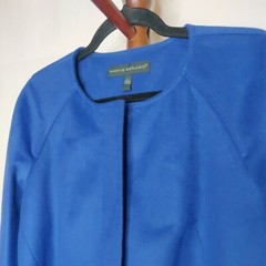 VTG Harve Benard Vintage L lined jacket blue full zip 3/4 sleeve scoop neck