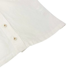 CHANEL Vintage 97P CC Logo Button Linen Shirt Top #40 Short Sleeve White Gold