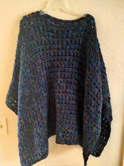 Beautiful Hand Made Crochet Shawl Poncho Multicolored Granny One Size Sweater
