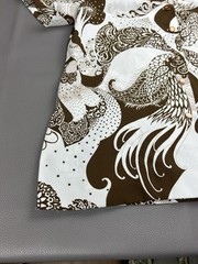 Vintage 70s Pykettes Women’s L Brown White Paisley Short Sleeve Retro Fashion