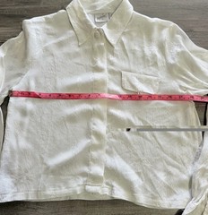 Vintage 90s Jacqueline Ferrar 100% Silk Blouse Top Ivory White Small