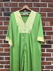 Gorgeous Vintage Kaftan Green 1/4 Zip Shadow Line MCM 60s 70s Large