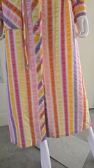 VTG 60s 70s Dynasty Psychedelic Mod Maxi Striped House Dress Robe Beach Coverup