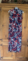 Vtg 70s Maxi Dress Floral Hippy High Neck Homemade #256