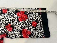 Vintage 80s Black Red Shiny Satin Floral Robe Long M/L Asian Inspired
