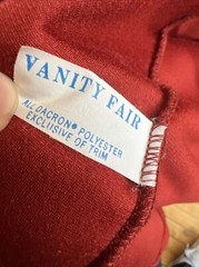 Vintage Vanity Fair Full Length Rust Red Velour Belted Robe Size M Pink Trim