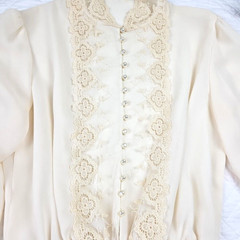 VTG 70’s Cream Color Long Sleeve Chiffon Dress Size M (11/12) Argent Fille