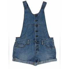 Free People Size 26 Denim Overall Shorts Open Back Button Front Boho Festival