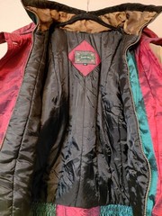 Vtg 90s Iridescent Patchwork Velvet Tapestry Full Zip Puffer Jacket Women’s XS