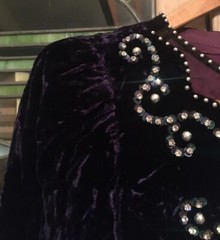 Vintage Crushed Velvet Dress Dark Purple Embellished Whimsi Goth Boho EUC