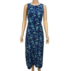 90s VTG All That Jazz Floral Maxi Dress 8/10 Navy Multi Sleeveless Straight Fit