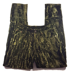 Vintage Moda Women’s Pants Slacks Green Velvet Belted Casual 31.5
