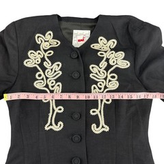 Mondi Vintage Black Linen Blend Soutache Whimsigoth Blazer West Germany 34