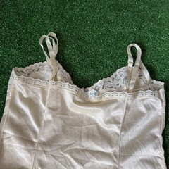 Vintage Mel-Lin Antron Nylon Lace Camisole Half Slip Cami Top Size S Made in USA