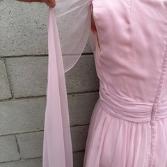 Miss Elliette California Vintage 60s Pink Chiffon Grecian Goddess Maxi Dress XS