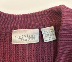 Nordstrom Point of View Maroon Cotton Chunky Knit VNeck Cardigan Vintage XS
