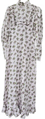 Vtg 1970s Cottage Core Prairie Dress Maxi White Pink Purple Floral 27″ W, 37″ B