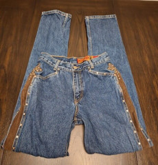Vintage Lawman Highrise Jeans – Suede Leather Studs – No Pockets – 27×33