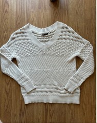 1990’s Cream Cotton Knit Pullover Sweater – Soft, Knit, Casual, Top – Size Sm
