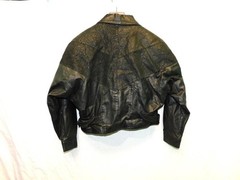 Vintage G-III G3 M Black Leather Jacket Cropped Snakeskin Print V Neck Snap 80s