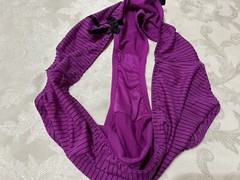 Vtg XOXO 5175-49 Silky Polyester Ribbon Hi-Leg Fuchsia Striped 9/2X Panties