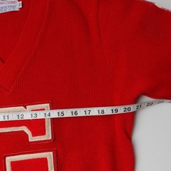 Vintage 60s 70s Goshen High School Indiana Varsity Red Football Sweater Medium