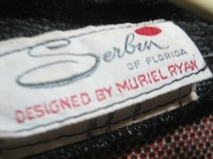 1960-70S Serbin of Florida DESIGNED BY Muriel Ryan STRIPED KNIT CARDIGAN SZM- L?